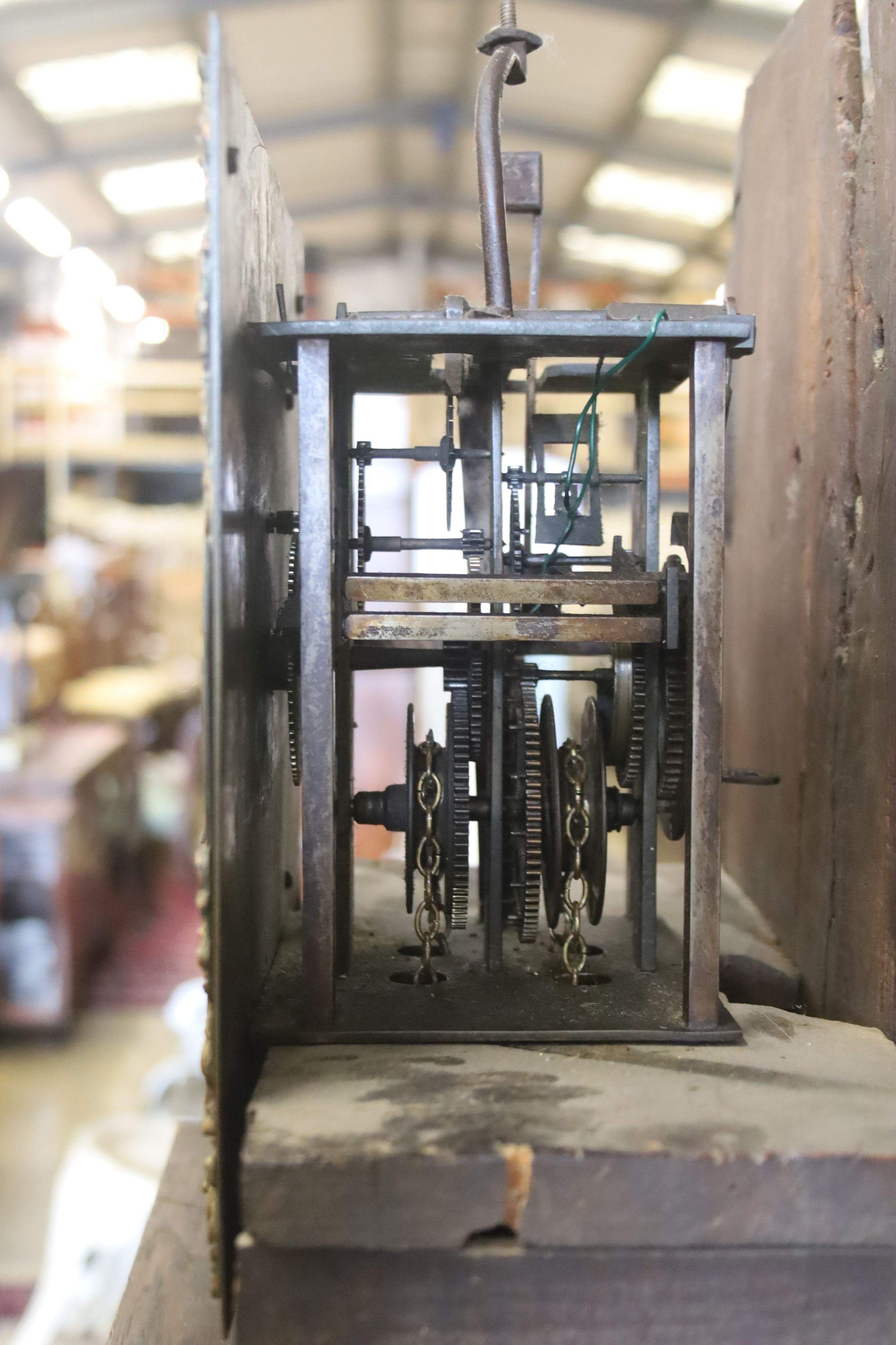 A late 18th / early 19th century oak 30 hour longcase clock, height 194cm
